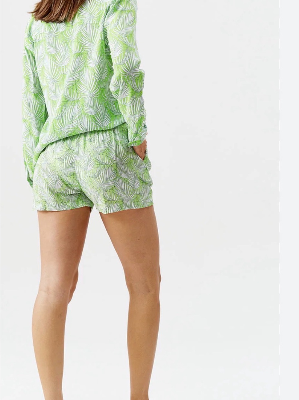 Melissa Odabash Lime Green Tropical Leaf Swim Shorts